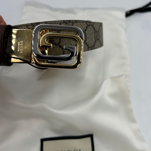 Men’s Gucci, iconic GG interlocking G belt, reversible size 90 cm made in Italy - Picture 7 of 12